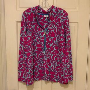 Crown & Ivy Vibrant Women's Top - Pink and Blue Pattern